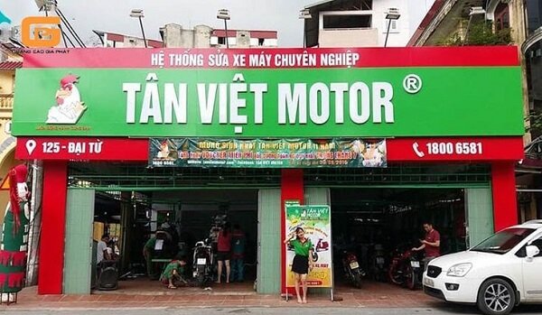 Mẫu bảng hiệu chữ nổi của hệ thống sửa xe máy chuyên nghiệp Tân Việt Motor