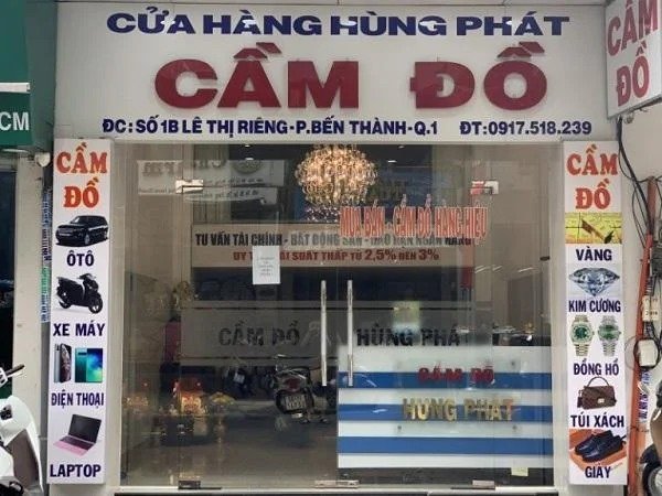 Biển hiệu Mica chữ nổi cửa hàng cầm đồ Hùng Phát