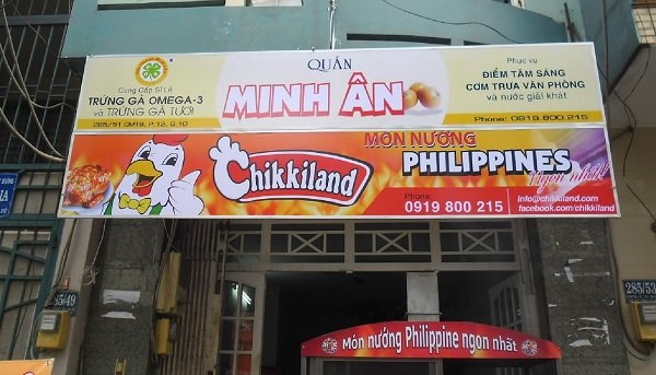 Biển quảng cáo quán ăn Minh Ân với chất liệu hiflex thu hút