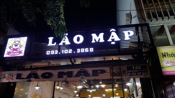 Biển quảng cáo nhà hàng BBQ Lão Mập với chất liệu lam nhôm đẹp