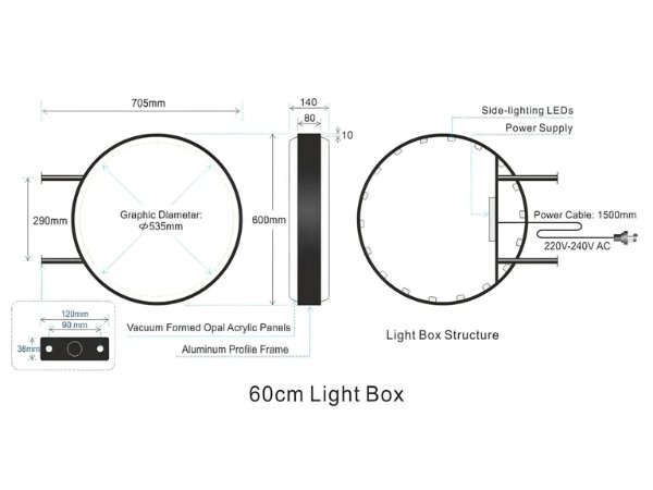 Cấu tạo bảng hiệu hộp đèn tròn