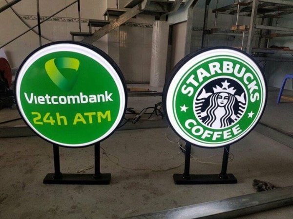 Bảng hiệu hộp đèn tròn cho ngân hàng và quán cà phê
